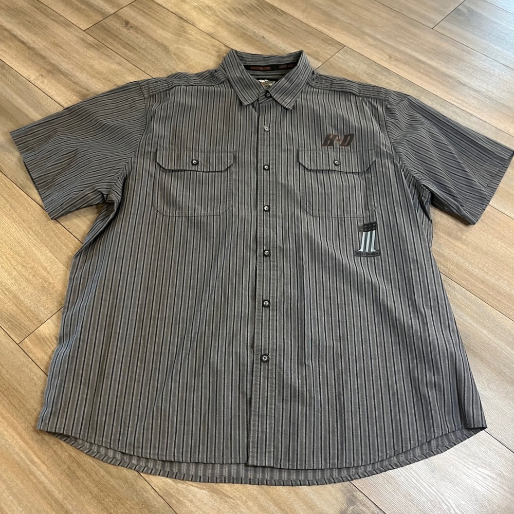 Harley Davidson Striped Shirt Genuine MotorClothes Short Sleeve Men 2XL K-33